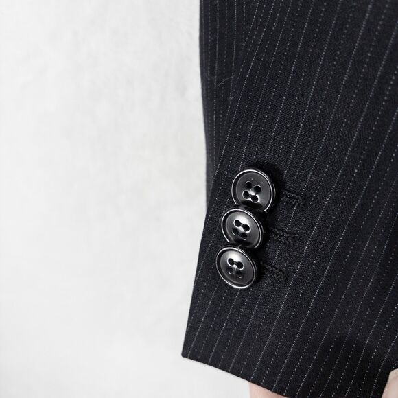 Emporio Armani Sean Line Blazer Mens 46 Wool Blend Dark Navy Blue 3 Button Italy - Picture 4 of 12